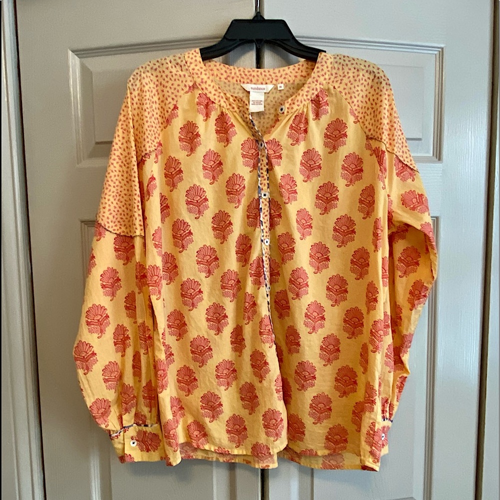 Sundance Yellow & Floral Multi-Pattern Peasant Blouse